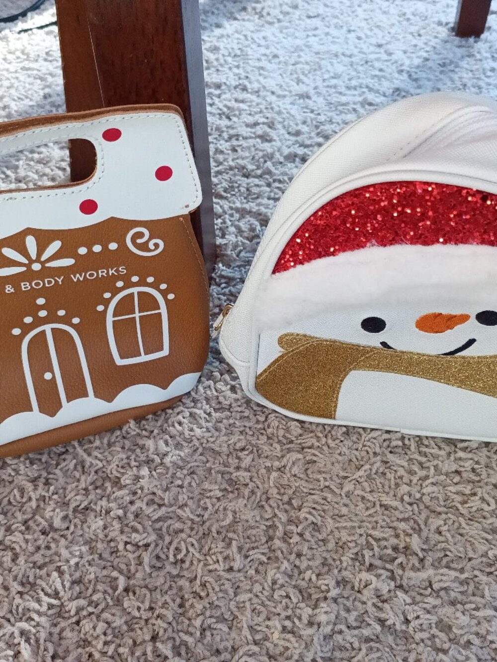 Bath & Body Gift Bags Gingerbread House & Snowman Glitter Zip bag Christmas